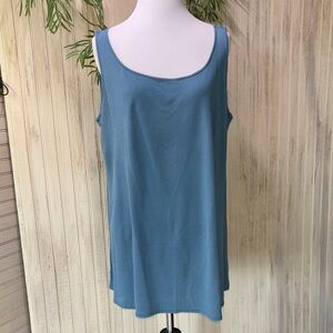 Eileen Fisher Teal 100% Silk stretch Sleeveless Tank Top, XL, GUC